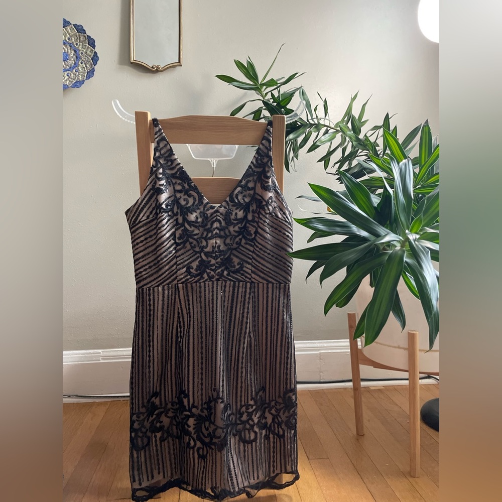 Vintage Minuet Sequin Little Black Dress